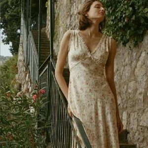 Doen tahlia flowering meadow silk midi dress s